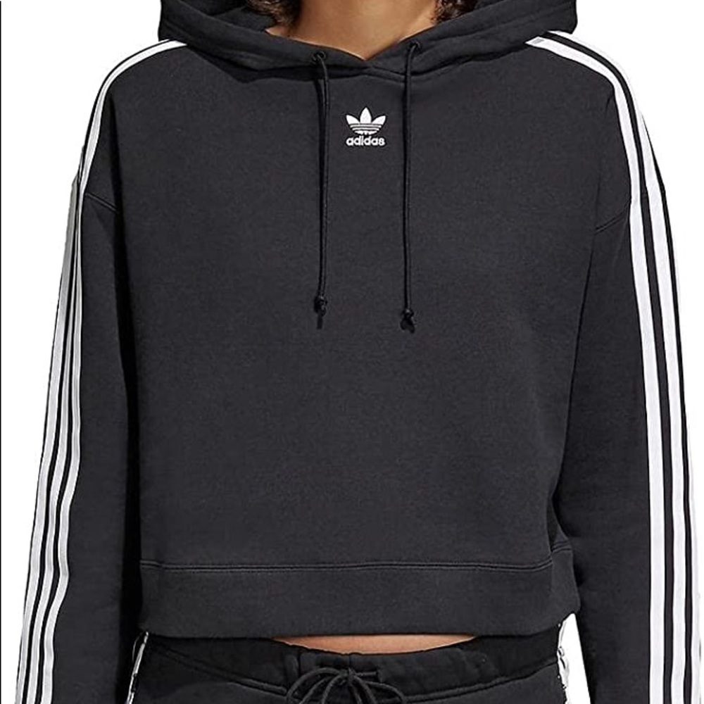 Adidas Cropped Logo Hoodie Size S